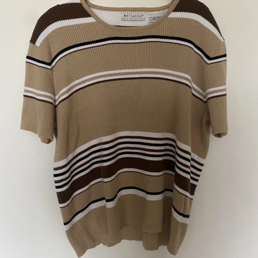 White Stag Beige and Brown Striped Top